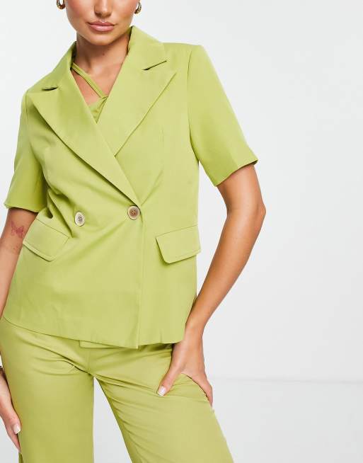 Extro & Vert tailored short sleeve blazer in olive - part of a set