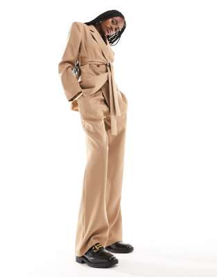 Extro & Vert Extro & Vert tailored wideleg trousers in camel co-ord-Neutral