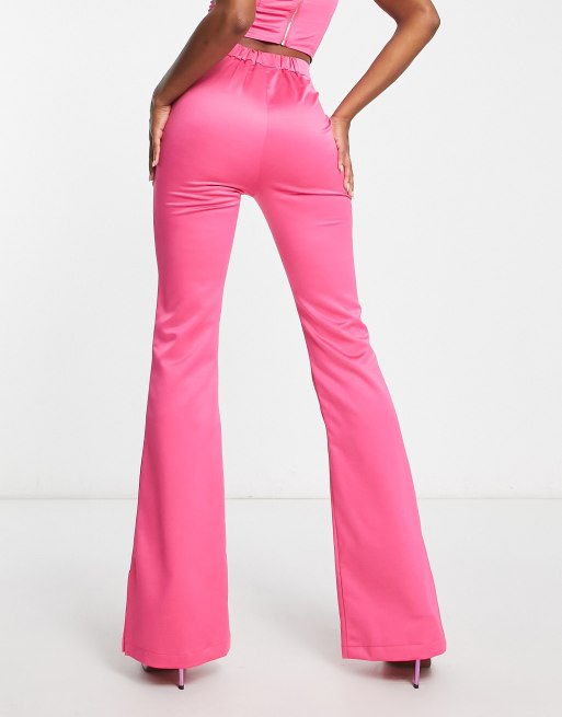 Extro & Vert - Tall - Flare-broek met hoge taille in felroze, deel van co-ord set, 2 van 4