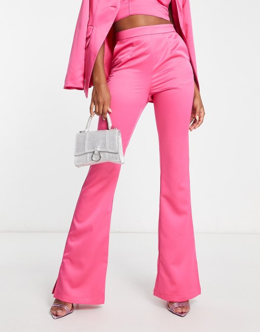 Extro & Vert - Tall - Flare-broek met hoge taille in felroze, deel van co-ord set, 4 van 4
