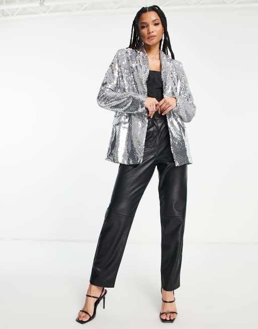 Zilveren blazer on sale