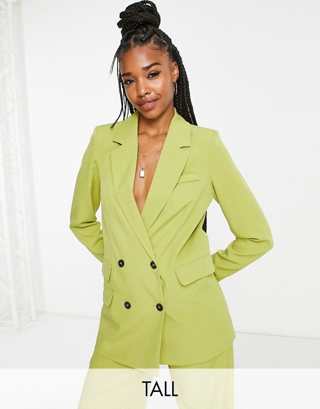Extro & Vert Tall oversized blazer with pocket detail in olive - part of a set