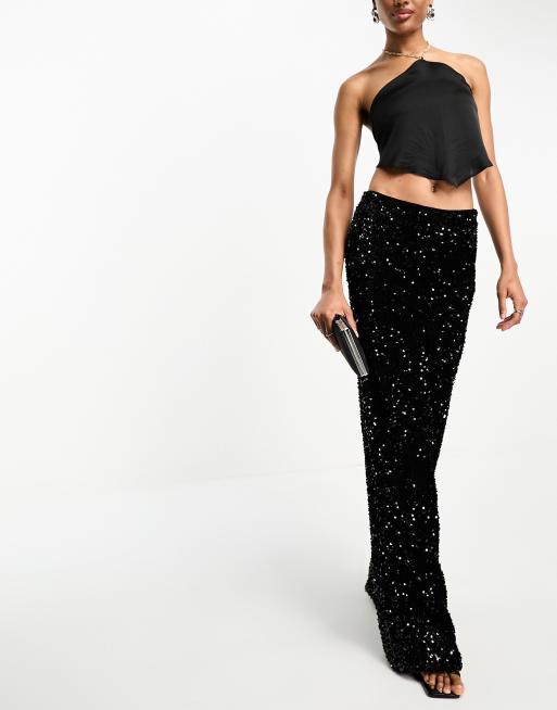 Extro Vert Tall Pantalon fluide en velours sequins Noir