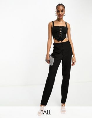 Extro & Vert Tall highwaisted tailored trousers in black  - ASOS Price Checker