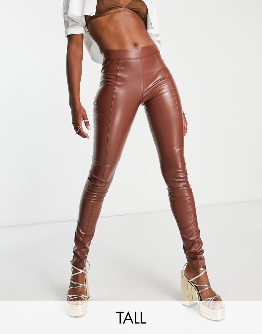 ASOS Tall ASOS TALL Leather Look Leggings with Elastic Slim Waist