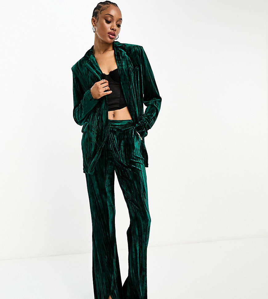 Extro & Vert Tall Tailored Velvet Blazer In Emerald Green - Part Of A Set
