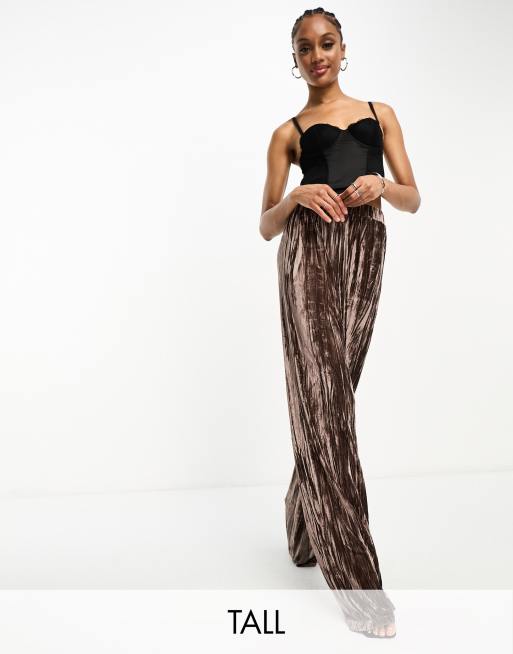 Tall Wide Leg Velvet Pants