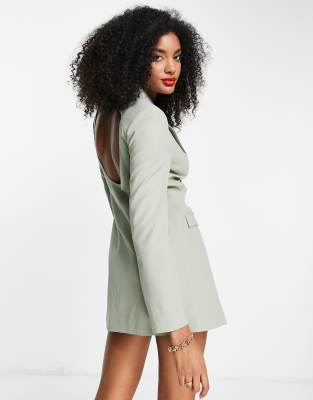 Vestito blazer aderente con apertura sul retro color salvia-Verde - Extro&Vert  donna Verde - immagine2