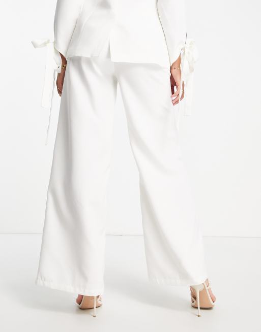 Extro & Vert wide leg pants with buckle side in off white