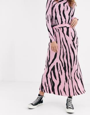 Fabienne Chapot Claire Zebra Print Midi Skirt-pink In Pink