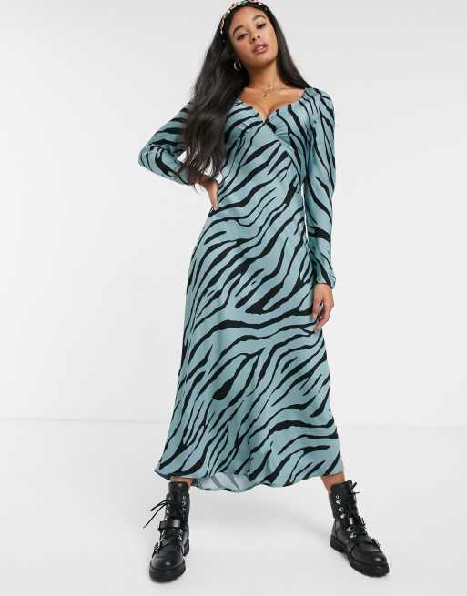 Fabienne Chapot doris lou zebra maxi slip dress in blossom blue