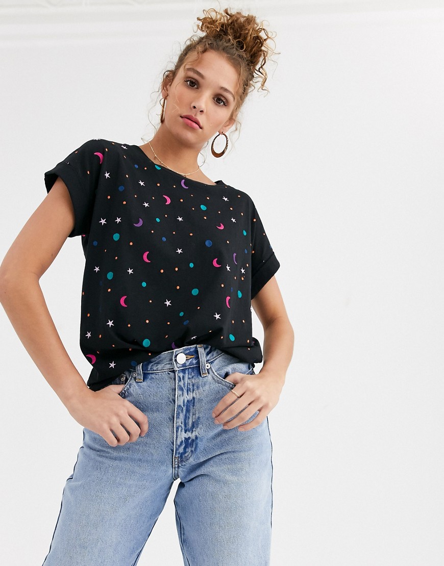 Fabienne Chapot — Duckie — T-shirt med stjerner & måner-Sort