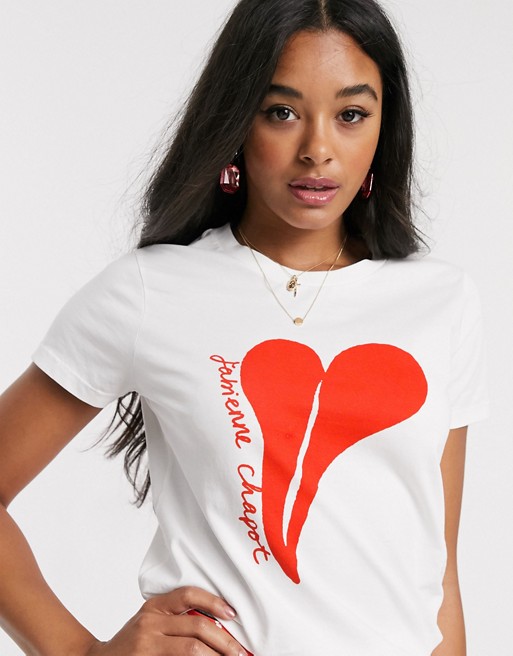 Fabienne Chapot joanne heart t-shirt in off white