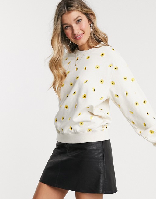 Fabienne Chapot lucy embroidered sunflower sweater in white