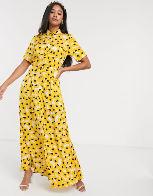 spleet Bevriezen Voorstellen Fabienne Chapot mia sunflower maxi shirt dress in yellow | ASOS