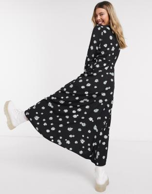 daisy print maxi dress