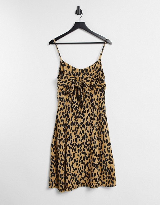 Fabienne Chapot Sunny mini dress with tie back in leopard print