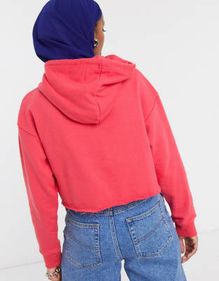 red cropped hoodie