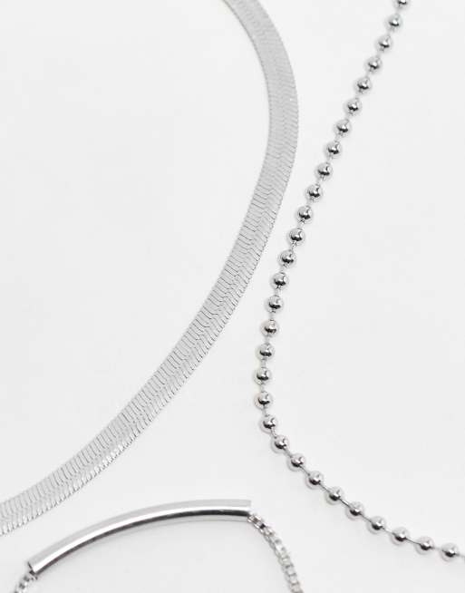 Faded Future 3 pack ball, flat and snake chain bracelets in silver, 2 of 4