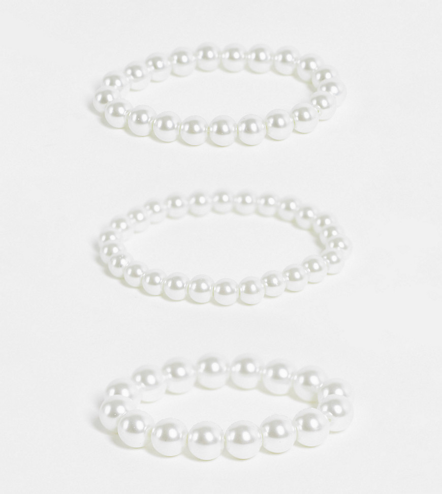 Faded Future 3 pack faux pearl bracelet-White