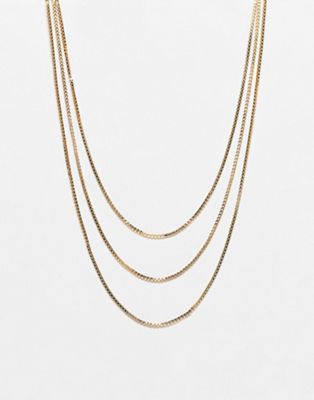 Faded Future 3 pack of chain necklaces in gold - ASOS Price Checker