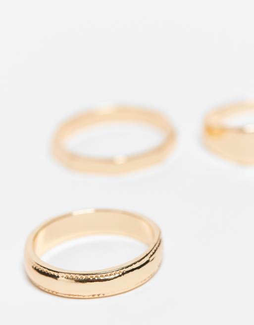 Faded Future 3 pack of signet and band rings in gold | ASOS