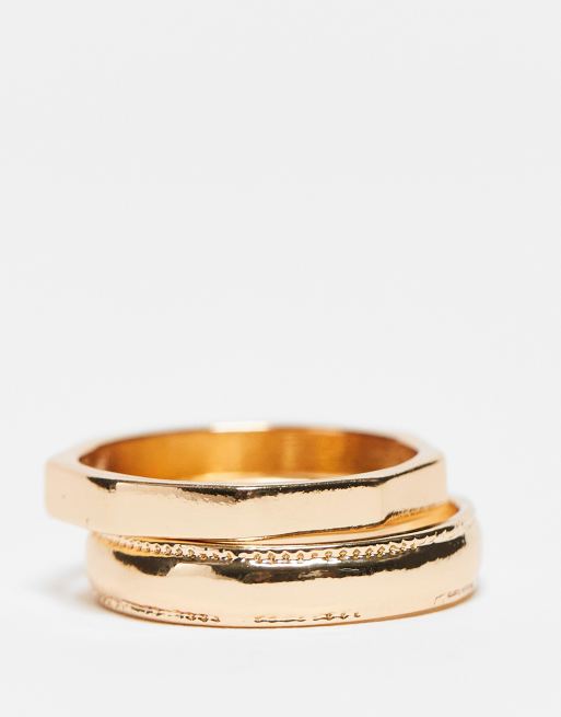 Faded Future 3 pack of signet and band rings in gold | ASOS