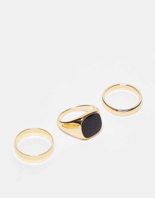 Faded Future – 3er-Pack Siegel- und Bandringe in Goldoptik