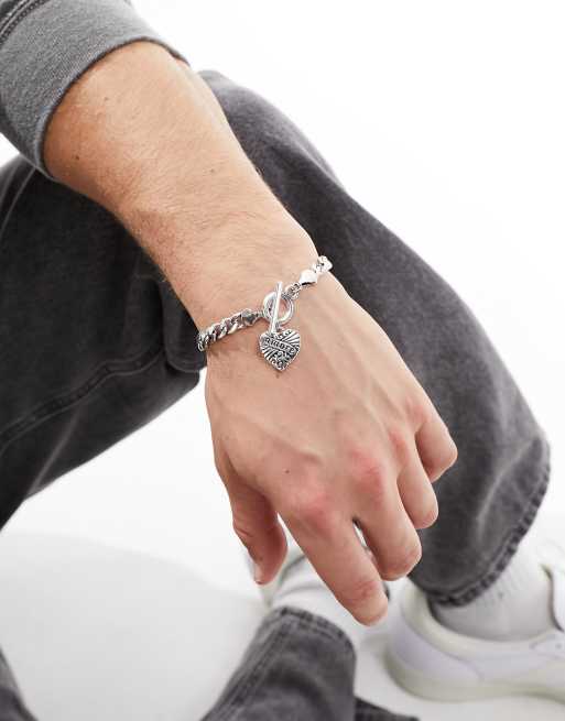 Faded Future – Amore – Armband in Silberoptik mit antikem Design und T-Steg-Verschluss