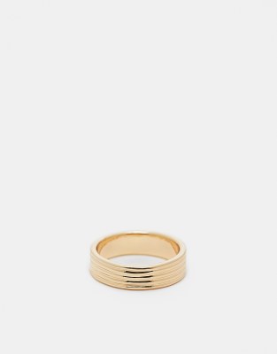 Faded Future - Anello a fascia color oro zigrinato spesso