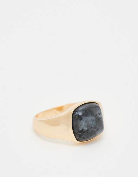 Faded Future - Anello a sigillo argentato con pietra naturale - view 1