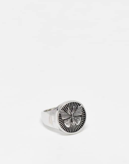 Faded Future - Anello bohémien color argento con farfalla