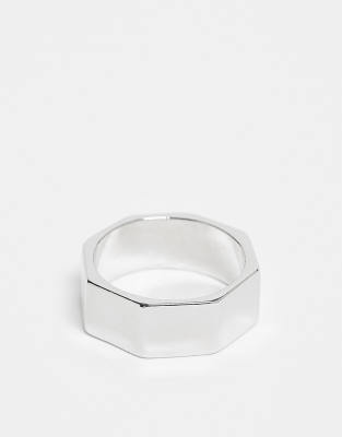 Faded Future angular band ring in silver tone