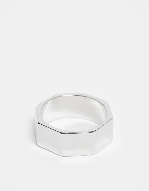 Faded Future angular band ring in silver tone - view 1