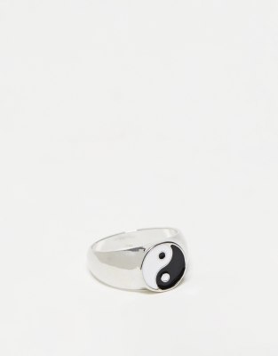 Bague En Argent Taille 49 - Symbole Yin Yang - Occasion