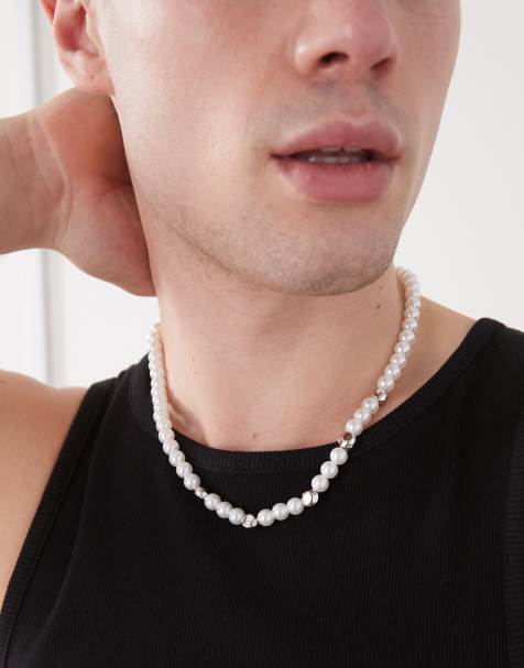 Faded Future beaded necklace in pearl and silver - view 1
