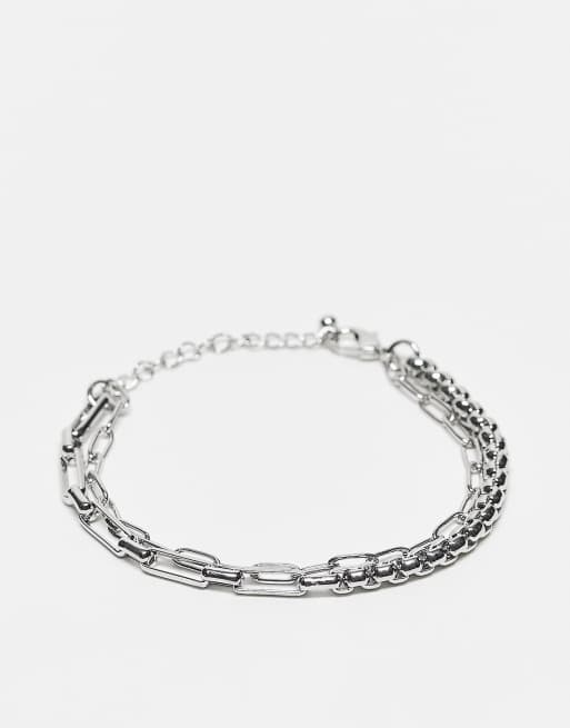 Faded Future - Bracciale con catena combinata color argento