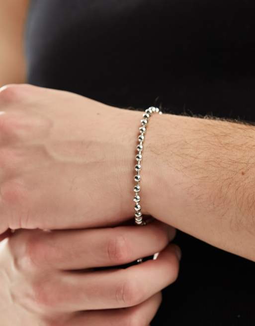 Faded Future - Bracciale con catenella a sfere color argento, 3 di 4