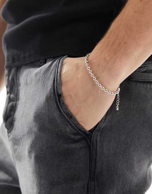 Faded Future - Bracciale con catenella a sfere color argento, 4 di 4