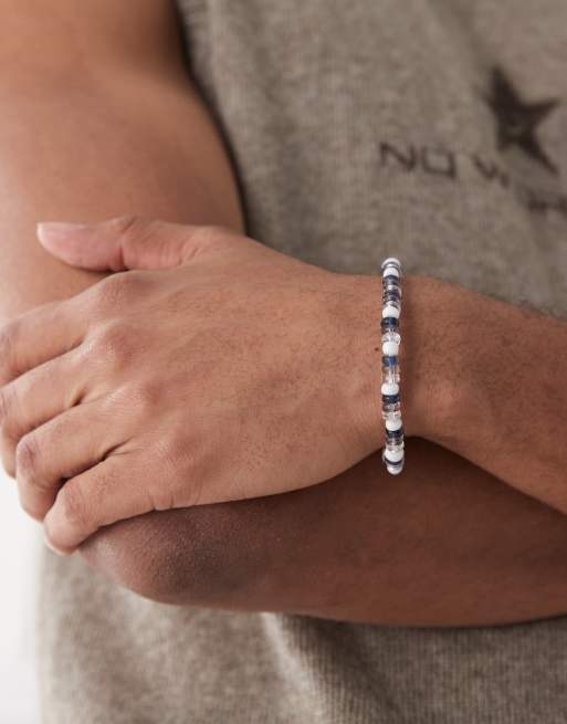Faded Future - Bracciale elasticizzato blu navy con perline multicolore