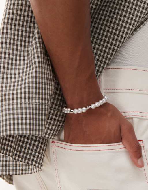 Faded Future - Bracciale elasticizzato con perle classiche e in metallo 