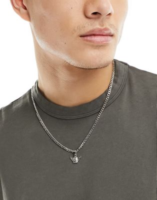 Faded Future chain cherub necklace in silver