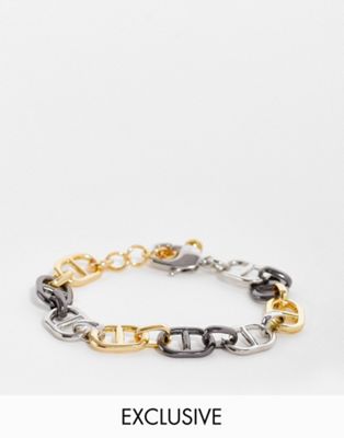Faded Future chain link bracelet in mixed metalwork