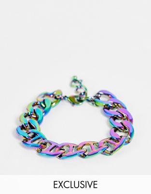 Faded Future chunky chain bracelet with anchor links in iridescent