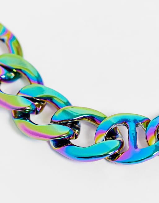 Faded Future chunky chain bracelet with anchor links in iridescent, 4 of 4
