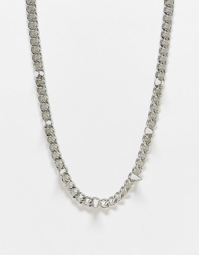 Faded Future chunky chain necklace with spikes in silver