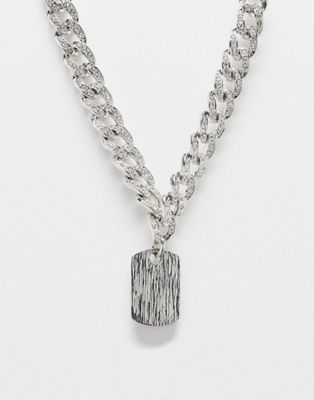 chunky chain with dogtag pendant in silver
