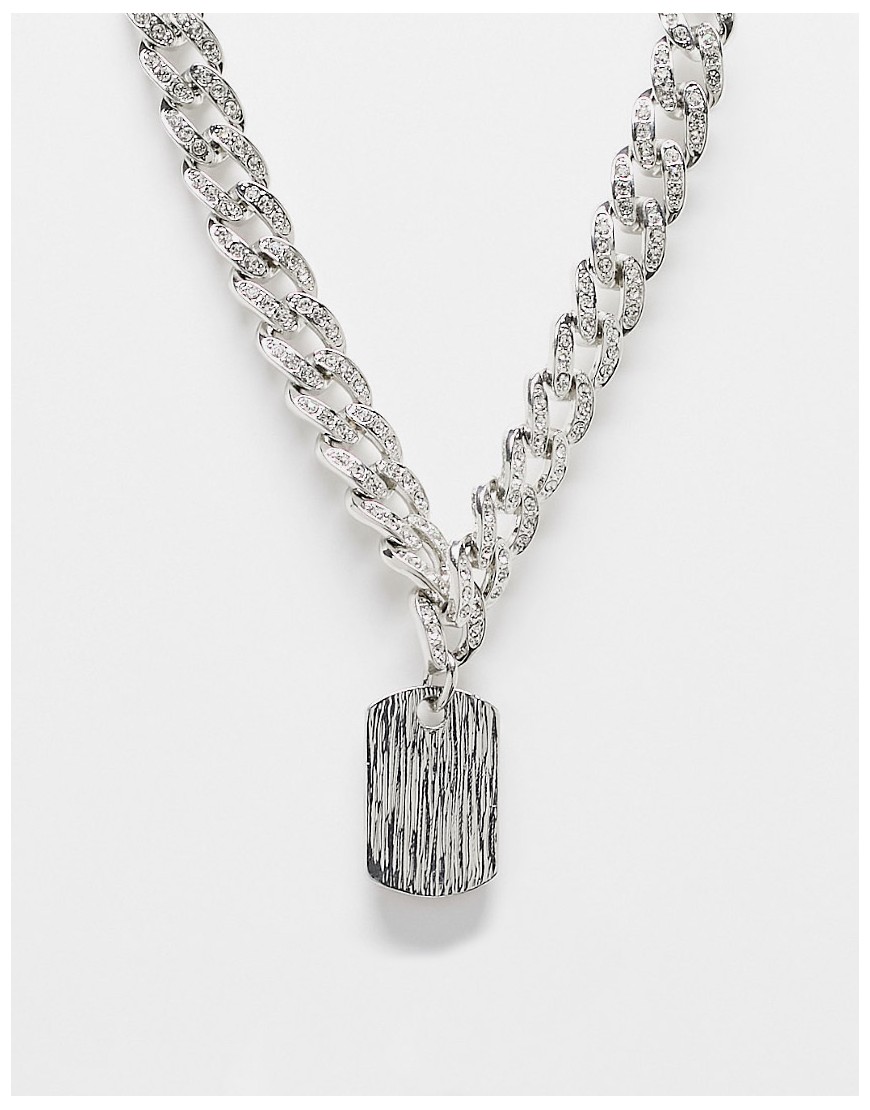 chunky chain with dogtag pendant in silver