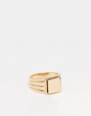 Faded Future chunky signet ring in gold