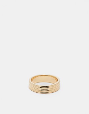 chunky textured band ring in gold